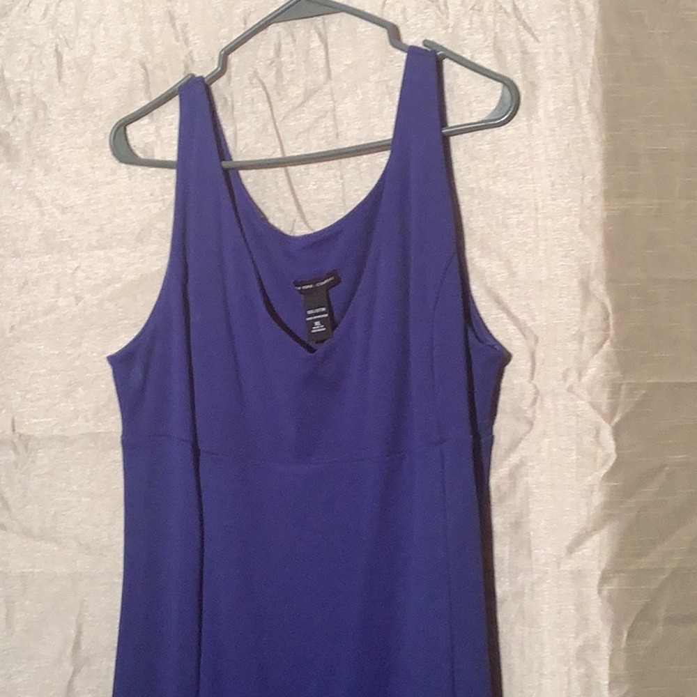 New York & Company Blue Sleeveless Cowl Neck Sheath Dress